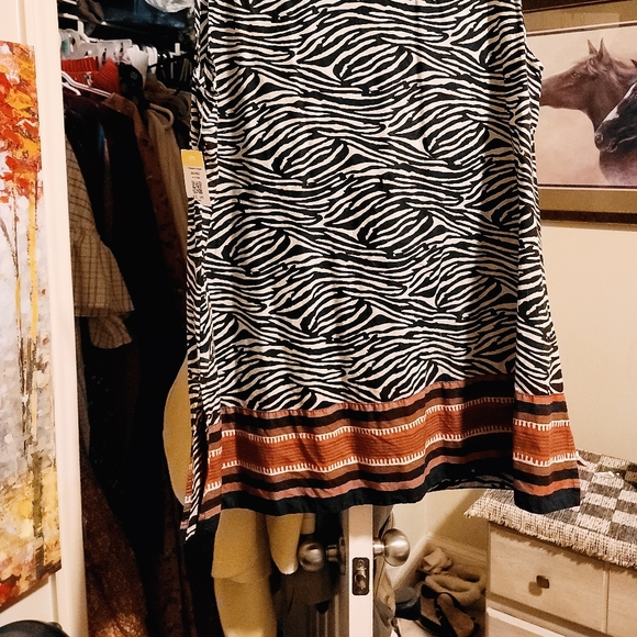 Lady's plus size Charter Club dress. Zebra stripes with rust trim - Picture 4 of 4